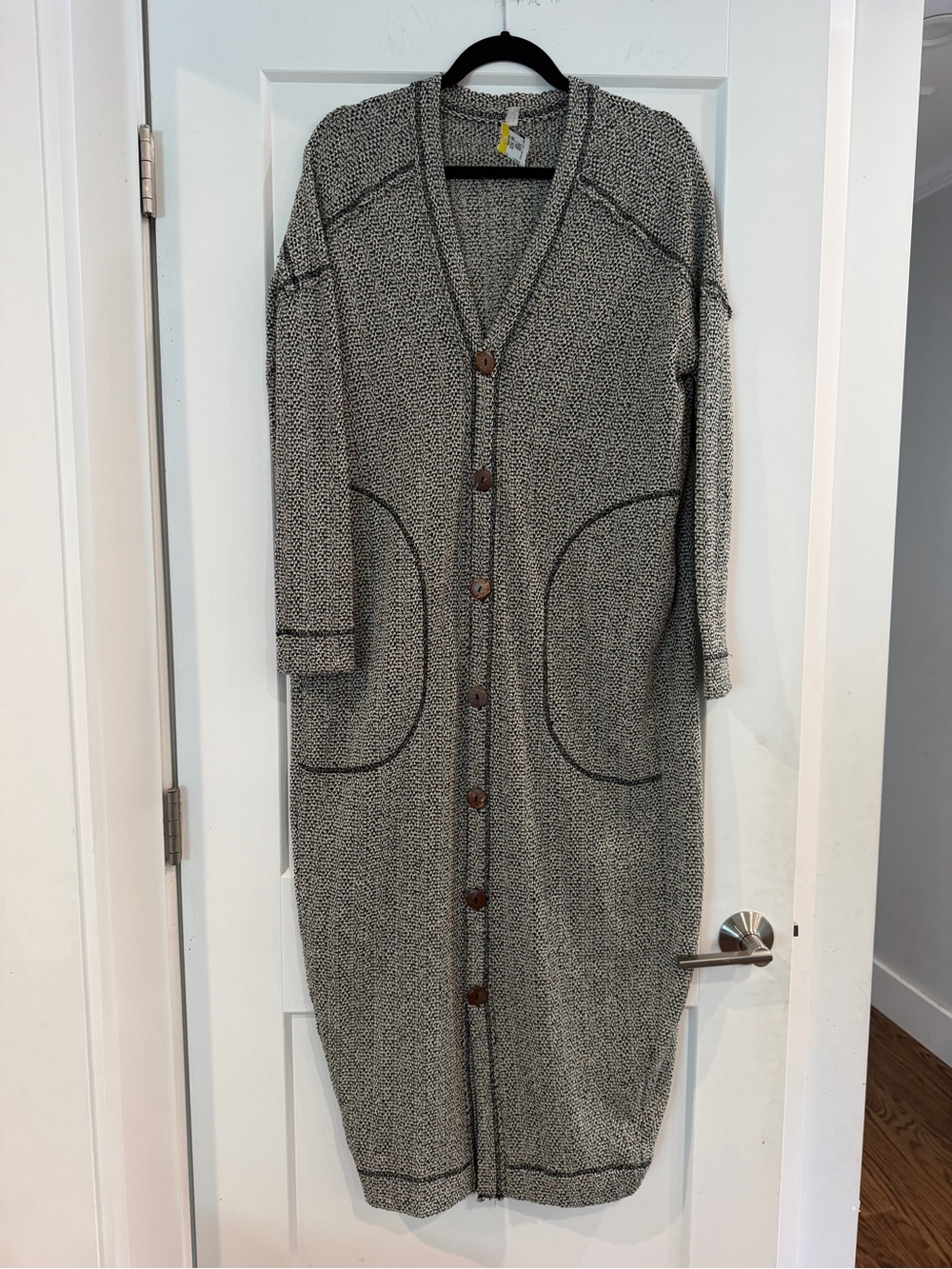 Free People Black and Cream Textured Knit duster /dress